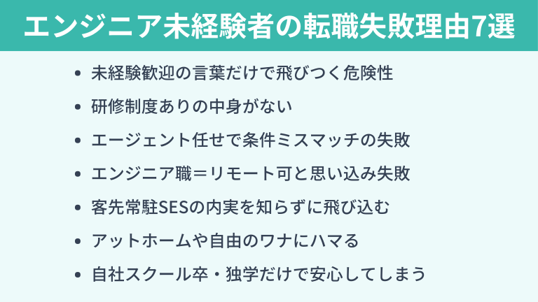 未経験者がエンジニア転職で失敗する7つの理由