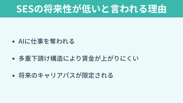 SESの将来性が低いと言われる理由