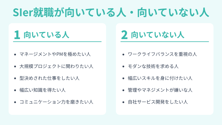SIerへの就職が向いている人・向いていない人