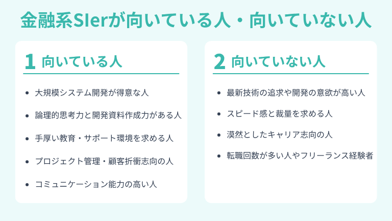 金融系SIerが向いている人・向いていない人