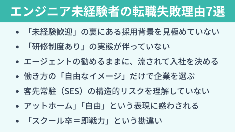 未経験者がエンジニア転職で失敗する7つの理由