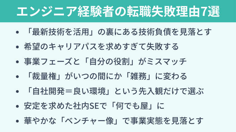 経験者がエンジニア転職で失敗する7つの理由