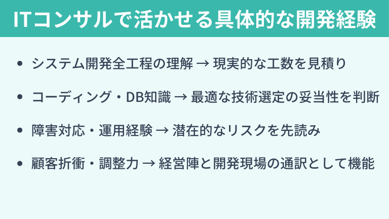 ITコンサルで活かせる具体的な開発経験