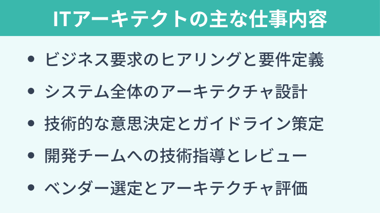 ITアーキテクトの主な仕事内容