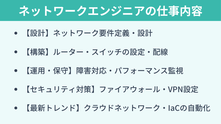 ネットワークエンジニアの仕事内容