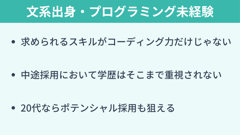【結論】文系出身・プログラミング未経験でもなれる