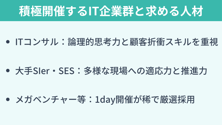 1day選考会を積極開催するIT企業群と求める人材