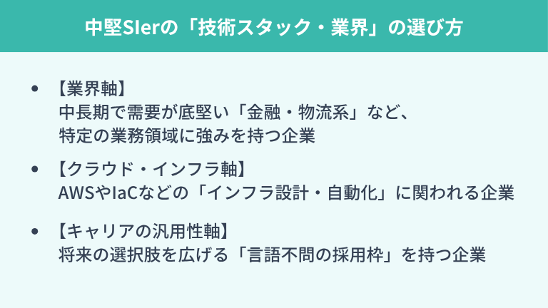 エンジニアの将来性を左右する中堅SIerの「技術スタック・業界」の選び方