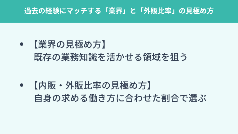 過去の経験にマッチする「業界」と「外販比率」の見極め方