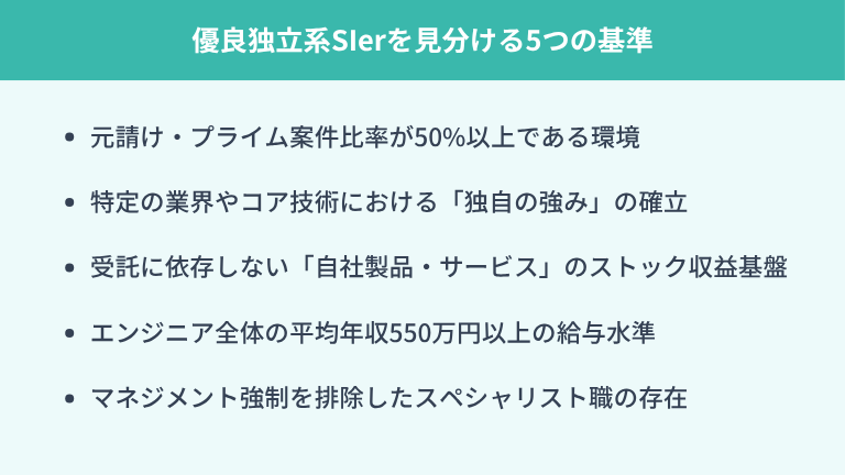 優良独立系SIerを見分ける5つの基準
