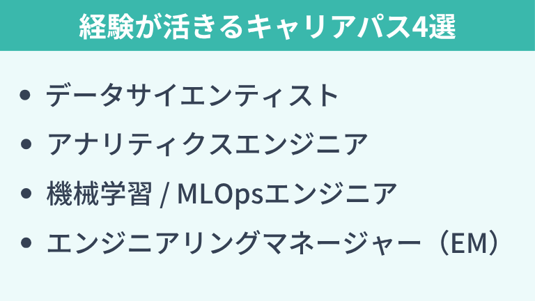 データエンジニアの経験が活きるキャリアパス4選
