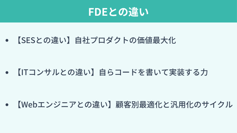 FDEとSES・ITコンサル・Webエンジニアとの違い