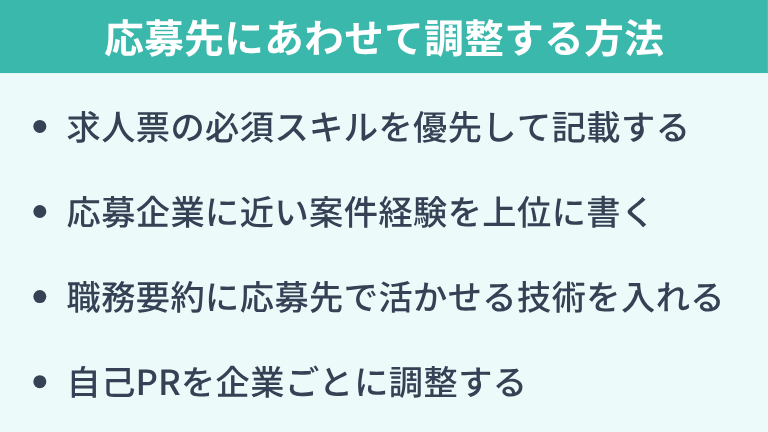 応募先にあわせて職務経歴書を調整する方法