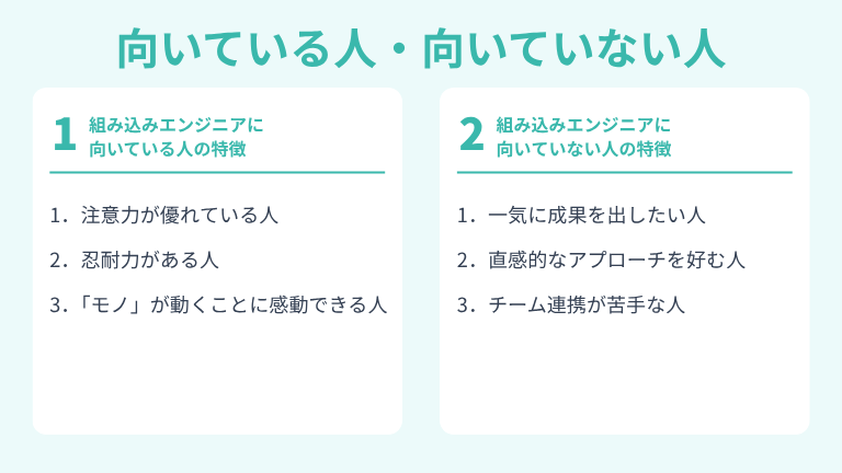 組み込みエンジニアに向いている人・向いていない人の特徴